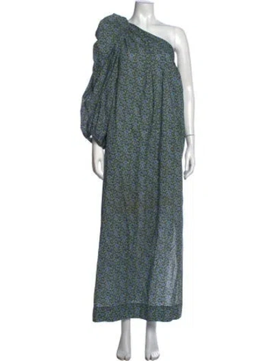 Pre-owned Nackiyé Floral Print Long Dress In Blue