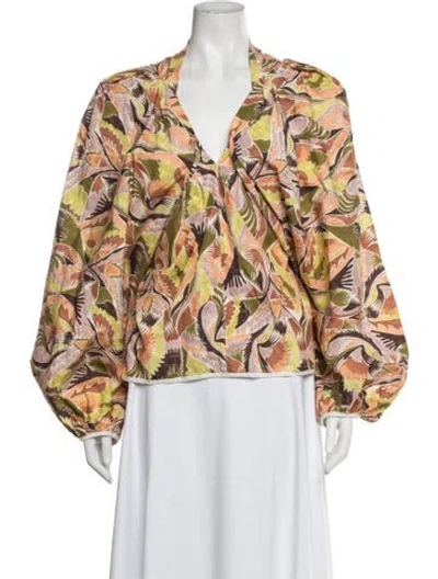 Pre-owned Nackiyé Floral Print V-neck Blouse In Multicolor