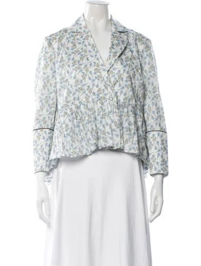 Pre-owned Nackiyé Floral Print V-neck Blouse In White