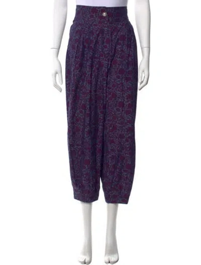 Pre-owned Nackiyé Floral Print Wide Leg Pants In Purple