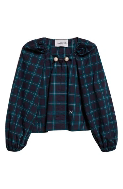 Nackiyé Nackiyè Grand Bazaar Plaid Cotton Top In Blue