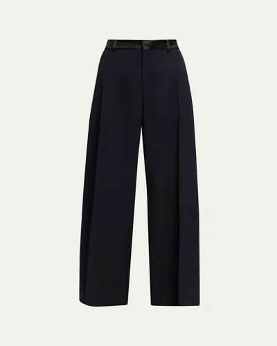Nackiyé Hutton Satin-waistband Wide-leg Pants In Black