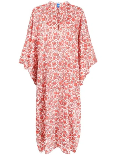 Nackiyé Joyce Floral-print Poncho In Red