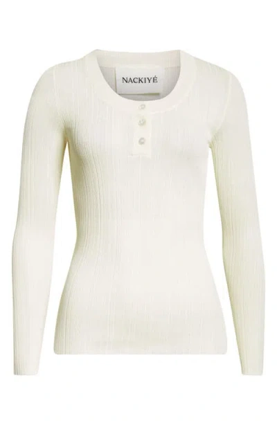 Nackiyé Nackiyè Keep Close Cotton & Silk Rib Henley In Butter