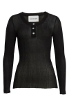 Nackiyé Nackiyè Keep Close Cotton & Silk Rib Henley In Noir