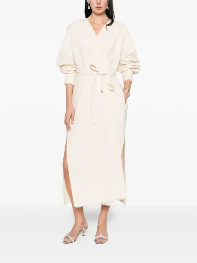 Nackiyé Kyoto Frayed Wrap Dress In Neutral