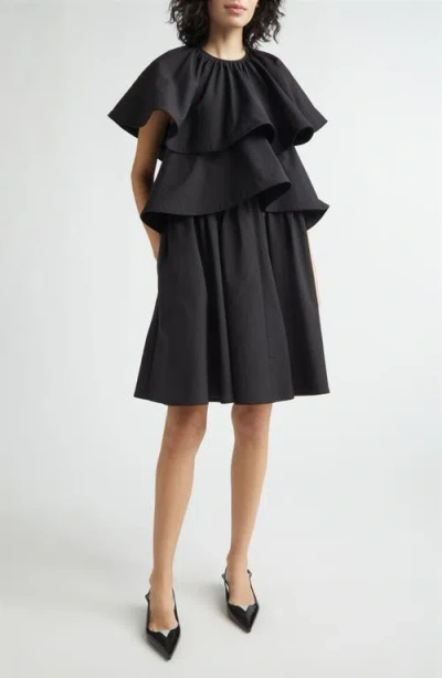 Nackiyé Nackiyè Lily Pond Layered Cotton & Nylon Dress In Black