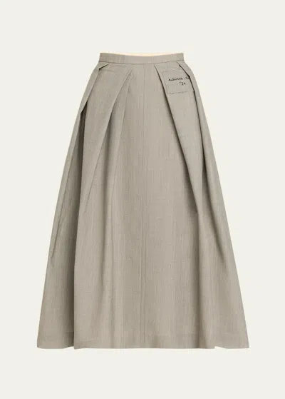 Nackiyé Little Darling Pintuck Midi Skirt In Smoke