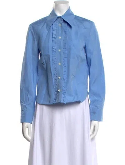 Pre-owned Nackiyé Long Sleeve Button-up Top In Blue