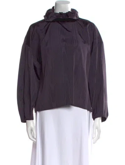 Pre-owned Nackiyé Mock Neck Long Sleeve Blouse In Purple