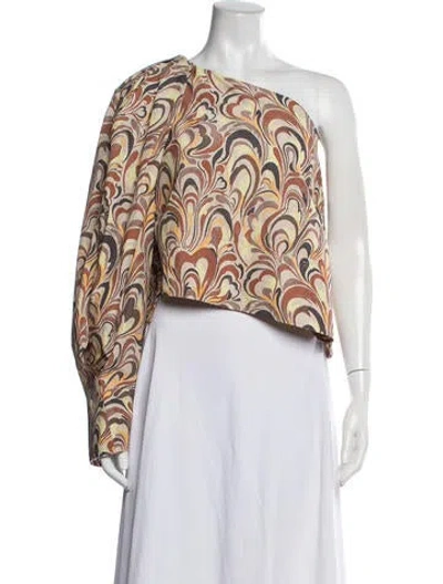 Pre-owned Nackiyé Patterned One-shoulder Crop Top In Multicolor