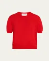Nackiyé Pearl Cashmere Short-sleeve Crewneck Sweater In Red