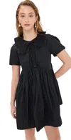 Nackiyé Peony Mini Dress With Pearl Pin Noir In Noir