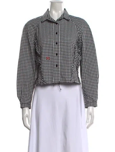 Pre-owned Nackiyé Plaid Print Long Sleeve Button-up Top In Black/white