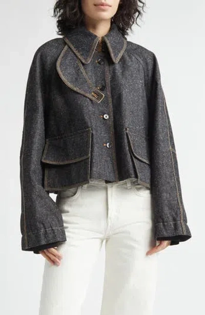 Nackiyé Nackiyè Precious Cargo Denim Crop Jacket In Gray