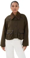 Nackiyé Womens Khaki Green Precious Patch-pocket Cropped Cotton Jacket In Green