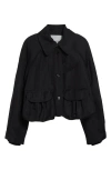 Nackiyé Nackiyè Precious Cargo Virgin Wool Blend Crop Jacket In Black