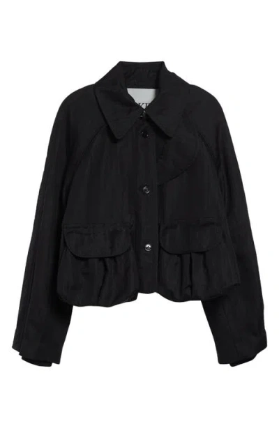Nackiyé Nackiyè Precious Cargo Virgin Wool Blend Crop Jacket In Black