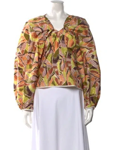 Pre-owned Nackiyé Printed V-neck Blouse In Neutral