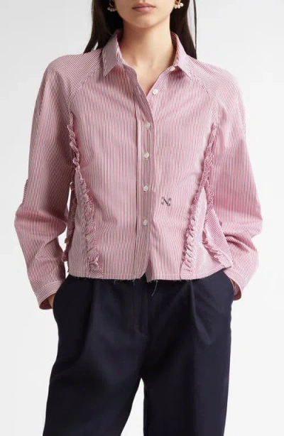 Nackiyé Nackiyè Ruffle Cotton Button-up Shirt In Pink