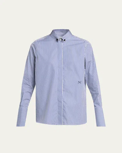 Nackiyé Saville Striped Cotton Shirt In Blue