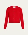 Nackiyé Seashell Cashmere Crewneck Cardigan In Red