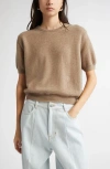 Nackiyé Nackiyè Short Sleeve Cashmere Crewneck Sweater In Latte