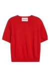 Nackiyé Pearl Cashmere Short-sleeve Crewneck Sweater In Red