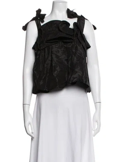 Pre-owned Nackiyé Silk Scoop Neck Crop Top W/ Tags In Black