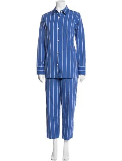 Pre-owned Nackiyé Striped Cutout Accent Pant Set In Blue