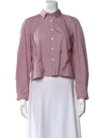 Pre-owned Nackiyé Striped Long Sleeve Button-up Top In Pink
