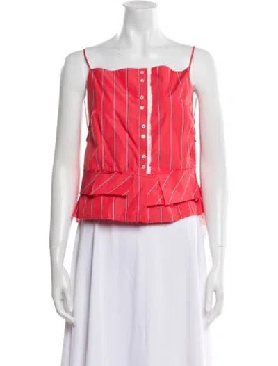 Pre-owned Nackiyé Striped Square Neckline Crop Top W/ Tags In Orange