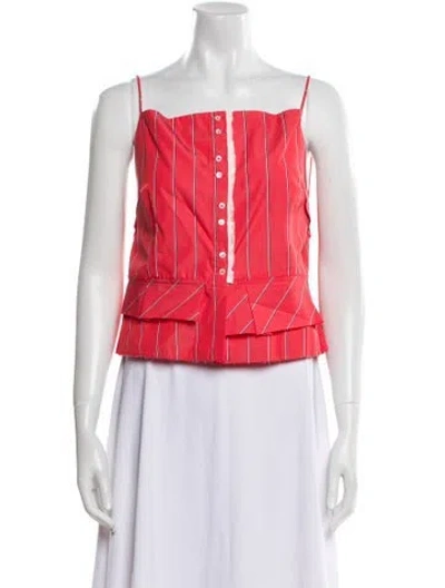 Pre-owned Nackiyé Striped Square Neckline Crop Top W/ Tags In Orange