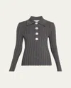 Nackiyé Womens Anthracite Sugarman Ribbed Virgin-wool Polo Jumper In Gray
