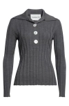 Nackiyé Womens Anthracite Sugarman Ribbed Virgin-wool Polo Jumper In Gray