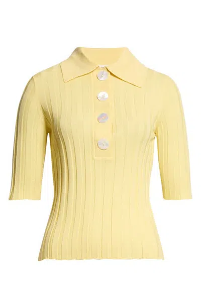 Nackiyé Nackiyè Sugarman Virgin Wool Rib Polo In Lemon Sorbet