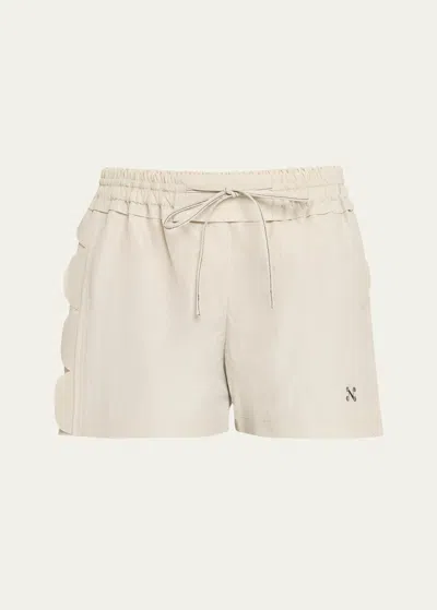 Nackiyé Sweet Child Scallop Drawstring Shorts In Coconut