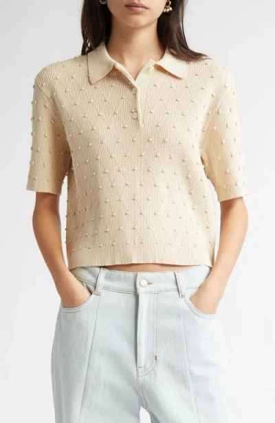 Nackiyé Nackiyè Textured Organic Cotton Polo Sweater In Merengue