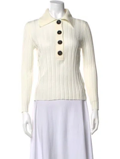 Pre-owned Nackiyé Virgin Wool Long Sleeve Polo W/ Tags In Neutrals
