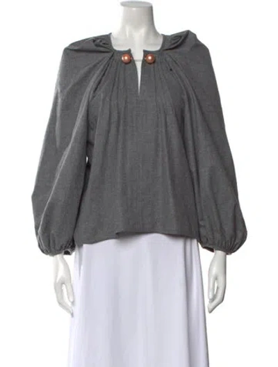 Pre-owned Nackiyé Virgin Wool V-neck Top In Grey