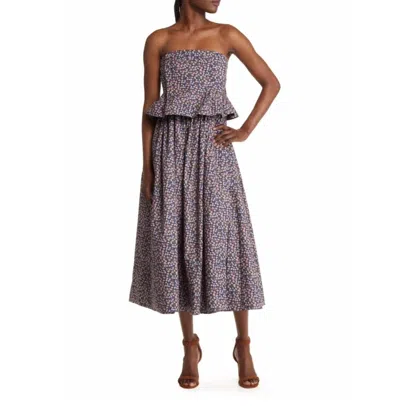 Nackiyé Women's Floral Ditsy Pintuck Peplum Strapless Midi Dress In Multi In Purple