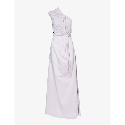 Nackiyé Nackiye Womens Sand Stripe Wild Things Asymmetric-neck Cotton-blend Maxi Dress