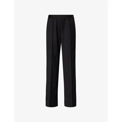 Nackiyé Womens Black City Calls Wide-leg Wool Trousers