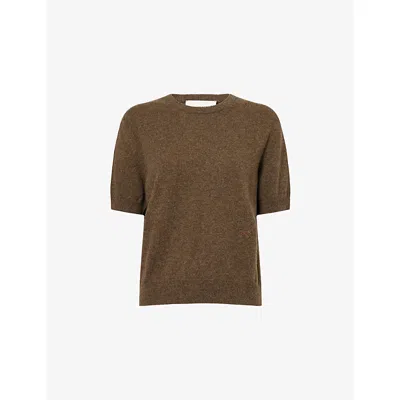 Nackiyé Womens Chestnut Pearl Crewneck Cashmere T-shirt In Brown