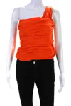 Nackiyé Womens Felicita Ruched One Shoulder Top Blouse Tangerine In Orange