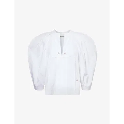 Nackiyé Womens Nackiye Odalique Pleat-shoulder Relaxed Cotton Top In Kaimak
