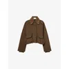 Nackiyé Womens Khaki Green Precious Patch-pocket Cropped Cotton Jacket In Brown