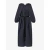 Nackiyé Womens Midnight Navy Grand Bazaar Oversized Cotton-blend Maxi Dress In Blue