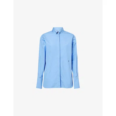 Nackiyé Womens Sky Saville Long-sleeve Cotton Shirt In Blue