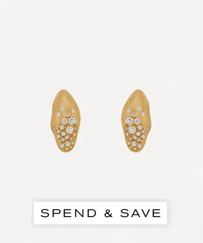 Nada Ghazal 18ct Gold Baby Malak Flourish Ice Mini Marquise Stud Earrings